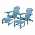 W Unlimited 2 Foldable Adirondack Chair with Cup Holder with Ottoman, Sky Blue SW2136SB-CH2OT2
